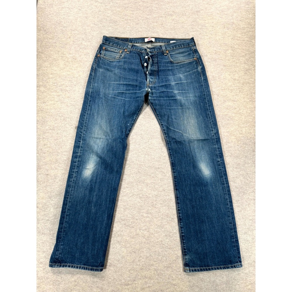 Levi's 501 Original Straight Leg Jeans Mens 36x32 Blue Denim Cotton Button Fly